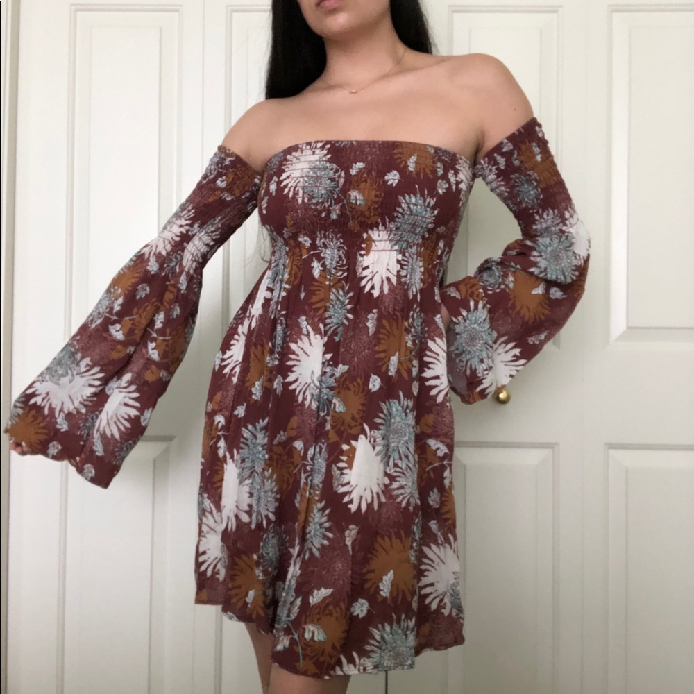 boho sun dress, strapless with sleeves